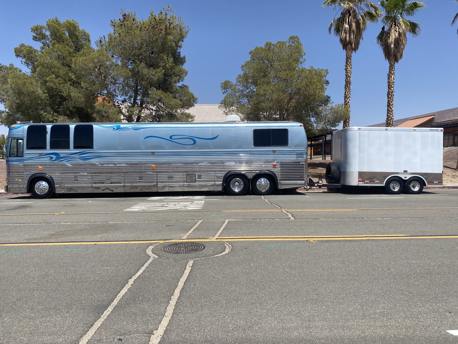 Coach and trailer on the road